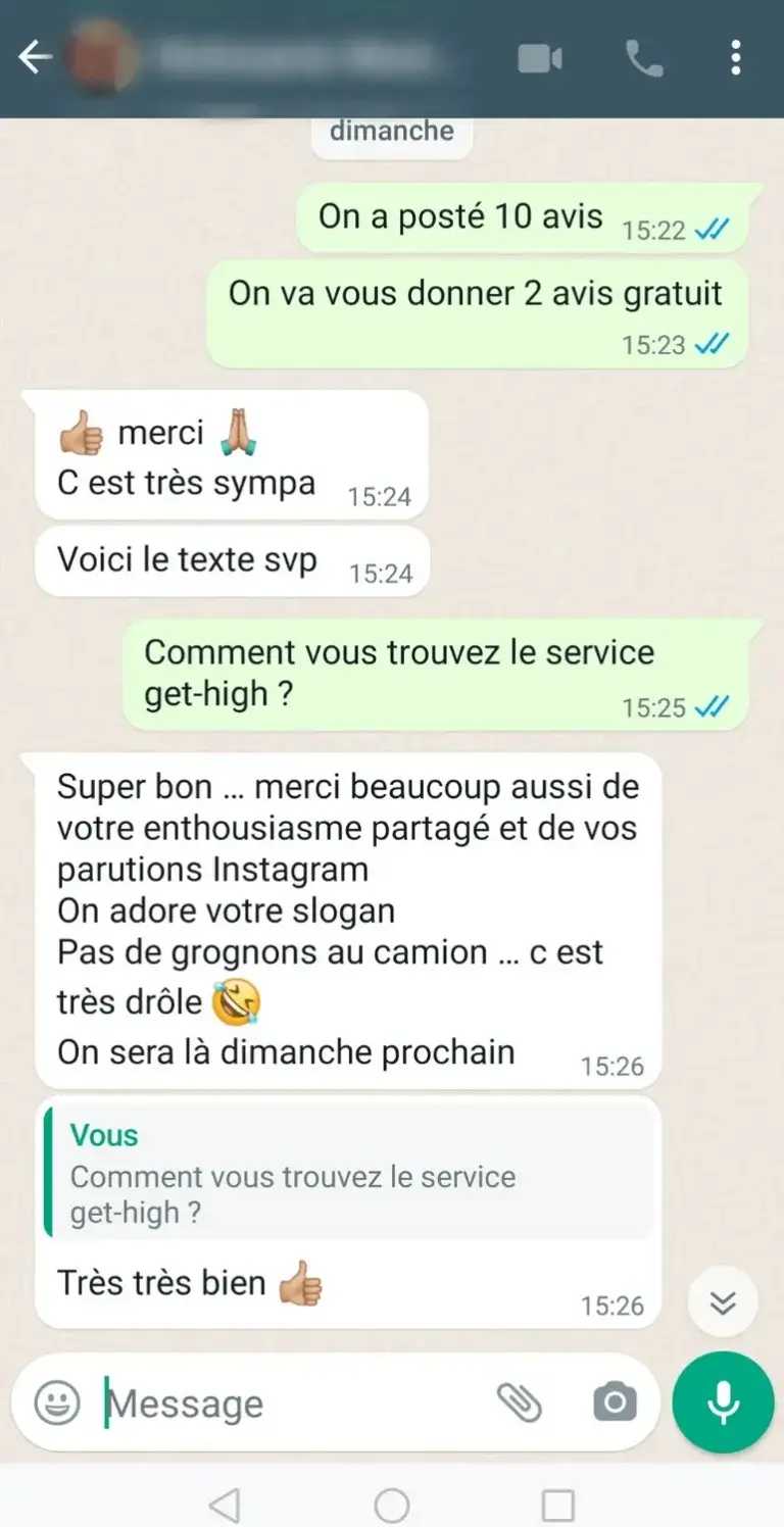 Client satisfait du service Achat Avis